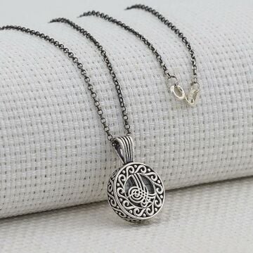 Cevşeni Kebir Dualı Osmanlı Tuğralı Gümüş Bayan Kolye