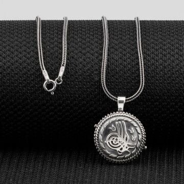 Çift Taraflı Osmanlı Tuğralı Açılabilir 925 Ayar Gümüş Cevşen Kolye