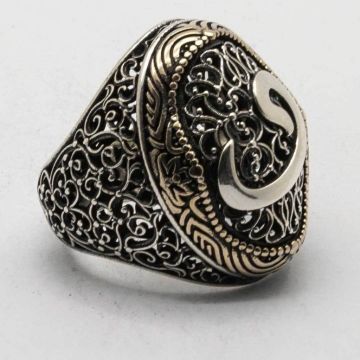 925 Ayar Gümüş Osmanlı Motifli Vav Yüzük