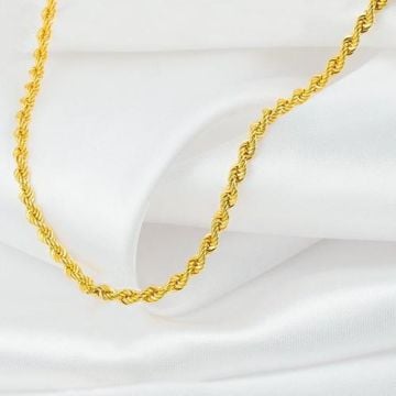 Altın Kaplama 3 MM 925 Ayar Gümüş Halat Zincir Kolye 45 cm