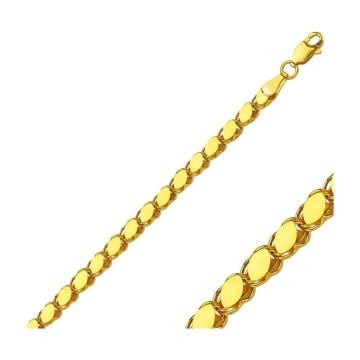 Altın Kaplama 4 MM 925 Ayar Gümüş Pullu Zincir Kolye 59 CM