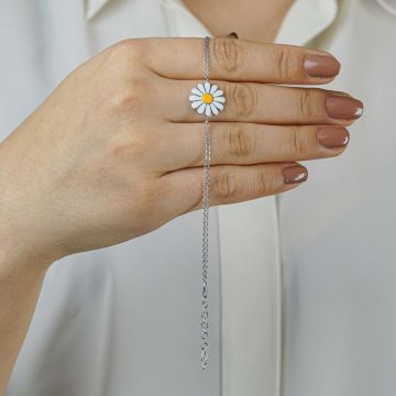 Papatya Tasarımlı 925 Ayar Gümüş Kadın Bileklik