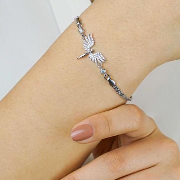 Melek Tasarımlı 925 Ayar Gümüş Kadın Bileklik