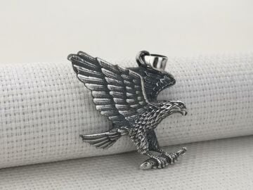 Büyük Kartal Tasarımlı 925 Ayar Gümüş Kolye Ucu
