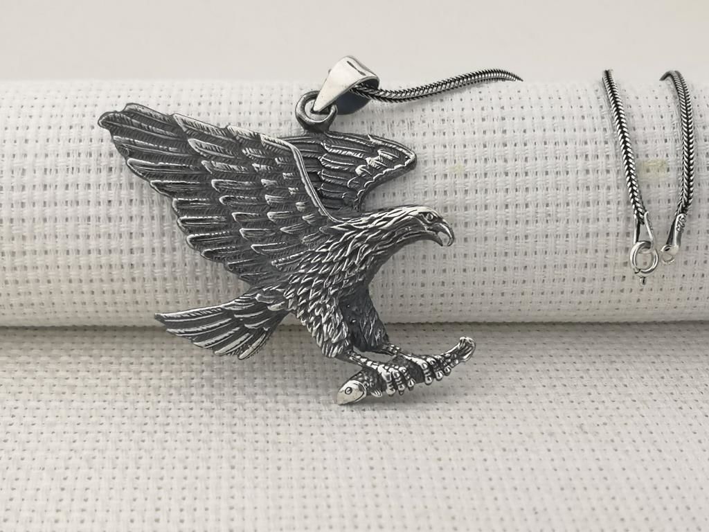 Büyük Kartal Tasarımlı 925 Ayar Gümüş Kolye