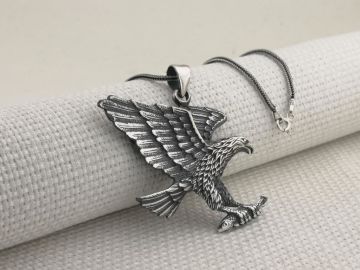 Büyük Kartal Tasarımlı 925 Ayar Gümüş Kolye