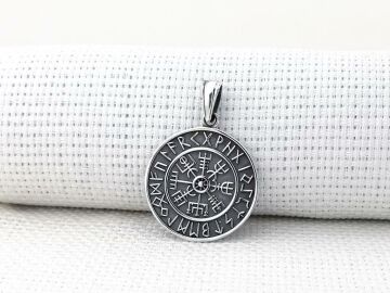 Viking Vegvisir 925 Ayar Gümüş Kolye Ucu