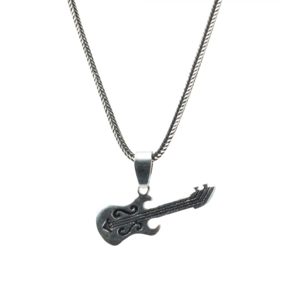 925 Ayar Gümüş Gitar Erkek Kolye