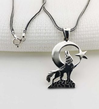 925 Ayar Gümüş Bozkurt Erkek  Kolye