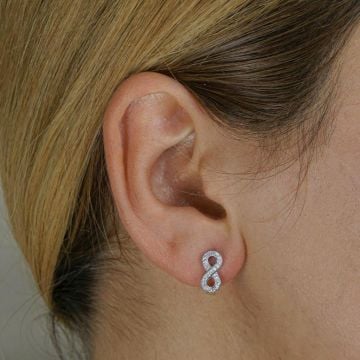 925 Ayar Gümüş Zirkon Taşlı Sonsuzluk Model Bayan  Set