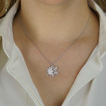 Güneş ve Kar Tanesi 925 Ayar Gümüş Kolye
