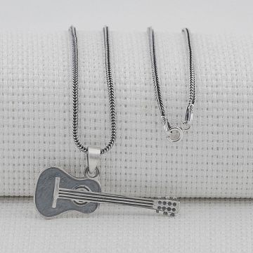 Gitar Tasarımlı 925 Ayar Gümüş Kolye