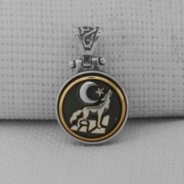 Uluyan Kurt Ayyıldız Tasarımlı Ortası Dönen 925 Ayar Gümüş Kolye Ucu