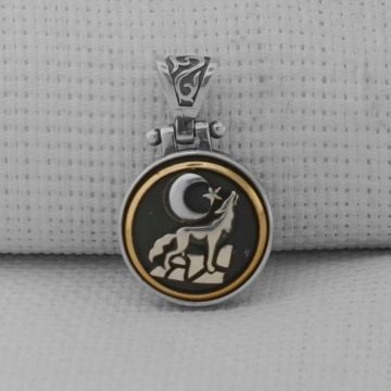 Uluyan Kurt Ayyıldız Tasarımlı Ortası Dönen 925 Ayar Gümüş Kolye Ucu