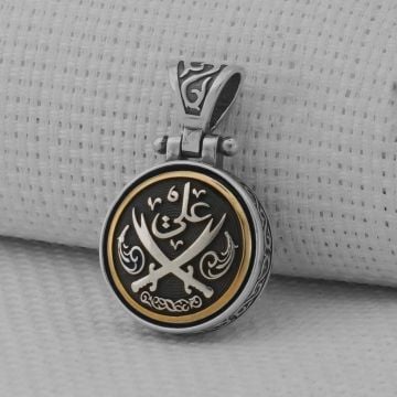 Ali Yazılı Zülfikar Kılıc Tasarımlı Ortası Dönen 925 Ayar Gümüş Kolye Ucu