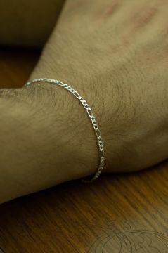 925 Ayar Gümüş Figaro Zincir Bileklik 4 MM 21 CM