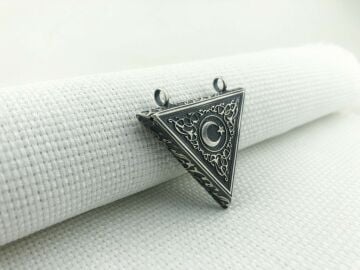 925 Ayar Ayyıldızlı Muska Kabı Gümüş Kolye Ucu