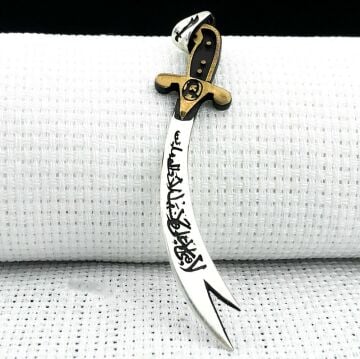 925 Ayar La Feta İlla Ali La Seyfe İlla Zülfikar Gümüş Kolye Ucu