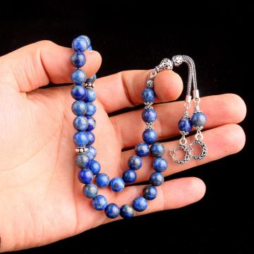 925 Ayar Gümüş Ayyıldız Model Lapis Taşı Tesbih