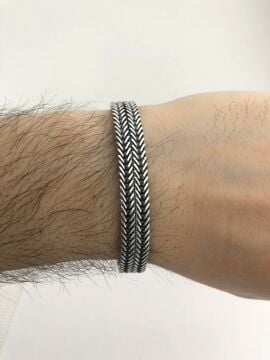 925 Ayar Gümüş Hasır Erkek Bileklik