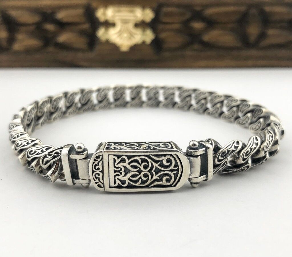 925 Ayar Gümüş El İşi Gurmet Erkek Bileklik