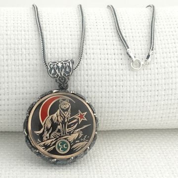 Ayyıldız 925 Ayar Gümüş Üç Hilal Bozkurt Kolye