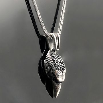 925 Ayar Gümüş Kartal Başı Kolye
