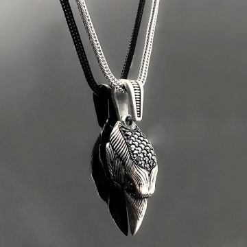 925 Ayar Gümüş Kartal Başı Kolye