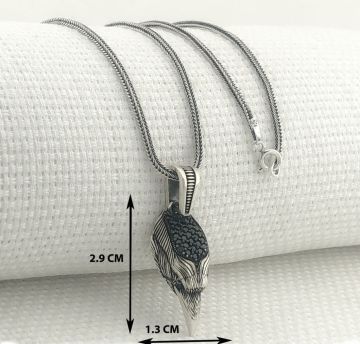925 Ayar Gümüş Kartal Başı Kolye