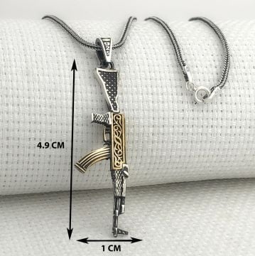 925 Ayar Gümüş Tüfek Tasarımlı Kolye