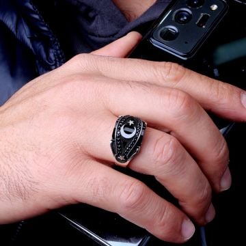 925 Ayar Mikro Taşlı Ayyıldız Model Yüzük