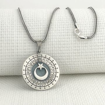 925 Ayar Gümüş Türk Boyları Simgeli Ayyıldız Kolye