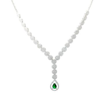925 Ayar Gümüş Yeşil Zirkon Taşlı Set