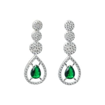 925 Ayar Gümüş Yeşil Zirkon Taşlı Set