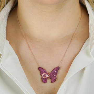 925 Ayar Gümüş Ayyıldız Kelebek Kolye