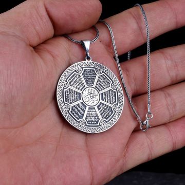 925 AYAR GÜMÜŞ KORUMA DUALARI YAZILI MODEL KOLYE