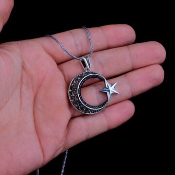 925 AYAR GÜMÜŞ TELKARİ AYYILDIZ MODEL 2 KOLYE