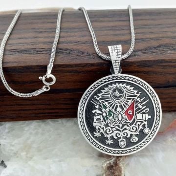 Osmanlı Devlet Arması Büyük Erkek Gümüş Kolye