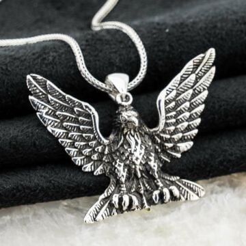 925 Ayar Gümüş Kartal Simgeli Kolye