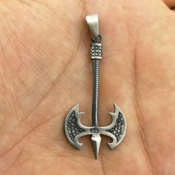 Özel Balta Tasarımlı Kalın Zincirli 925 Ayar Gümüş Kolye