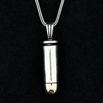 Özel Mermi Tasarımlı Kalın Zincirli 925 Ayar Gümüş Kolye 60 CM