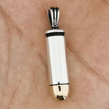 Özel Mermi Tasarımlı Kalın Zincirli 925 Ayar Gümüş Kolye 60 CM