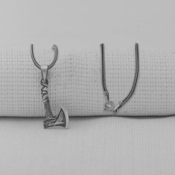Balta Tasarımlı Kalın Zincirli 925 Ayar Gümüş Kolye 60 CM