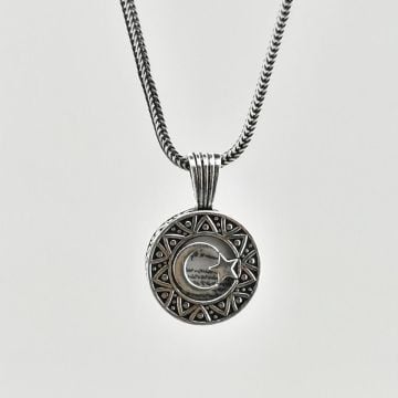 Ayyıldız Tasarımlı Cevşeni Kebir Dua Yazılı 925 Ayar Gümüş Kolye