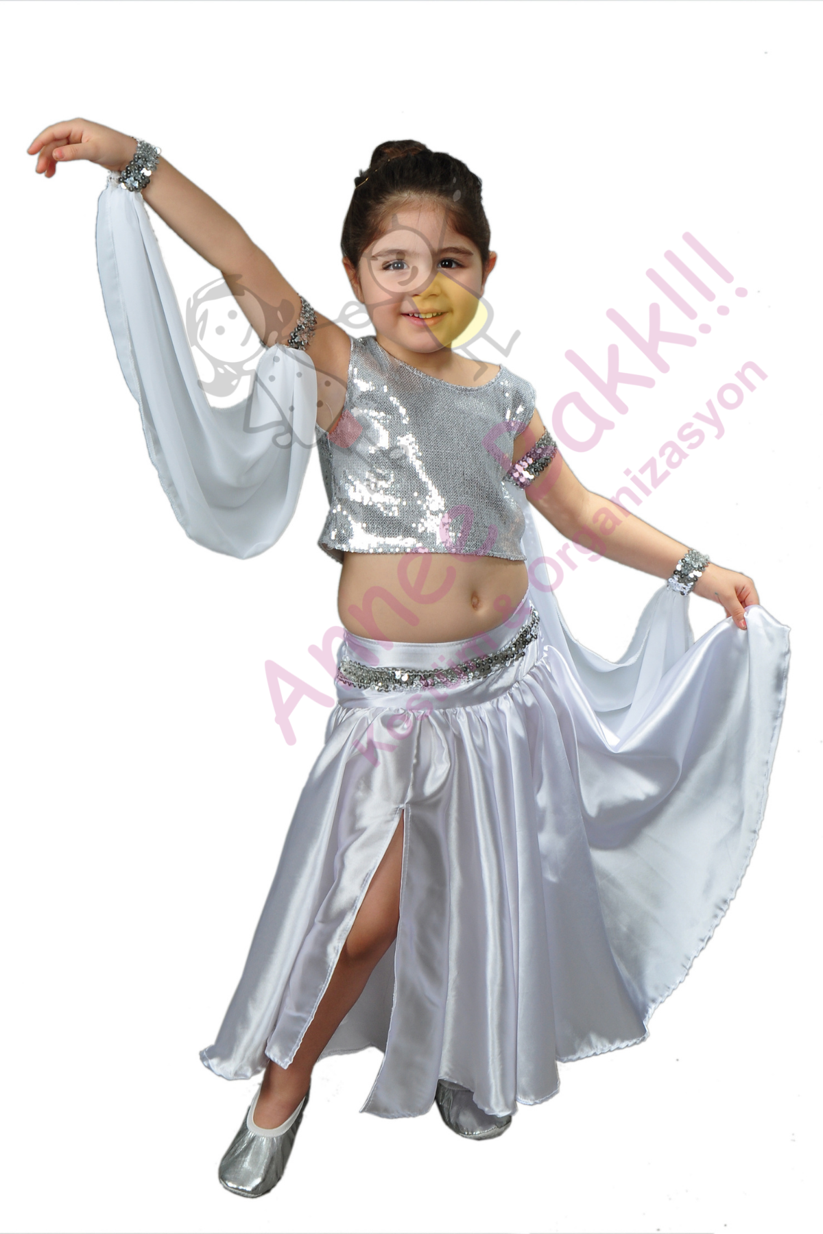 Gümüş Renk Modern Dans Kostümü Kız Çocuk, Modern Dans Kıyafeti, Hızlı Kargo