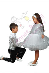 Gümüş Renk Erkek Çocuk Dans Kostümü, Modern Dans Erkek Çocuk Kıyafeti, Hızlı Kargo