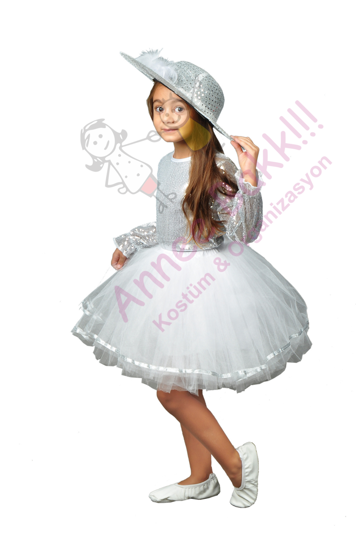 Silver Tütü Dans Kostümü, Kız Çocuk Tütü Dans Kostümü, Modern Dans Kostümü