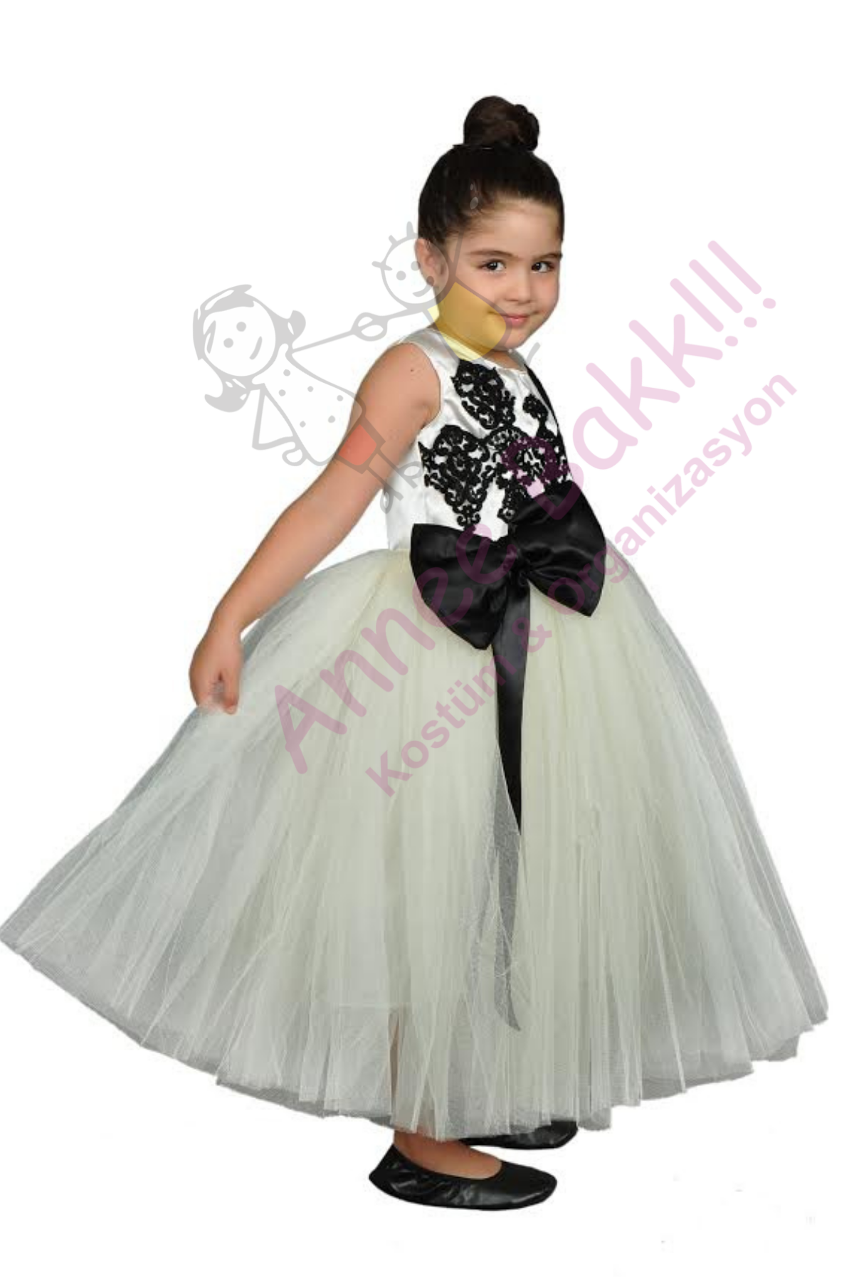 Kız Çocuk Balo Kostümü, Dantel Güpür Tül Elbise, Modern Dans Kostümü, Hızlı Kargo