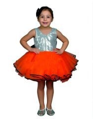 Lüx Tütü Elbise, Turuncu Renk Tütü Elbise, Modern Dans Kostümü, Hızlı Kargo