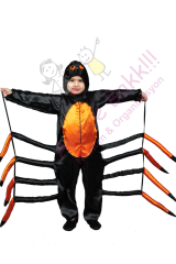 Çocuk Örümcek Kostümü, Kız-Erkek Örümcek Kostümü, Saten Kumaş Örümcek Kıyafeti